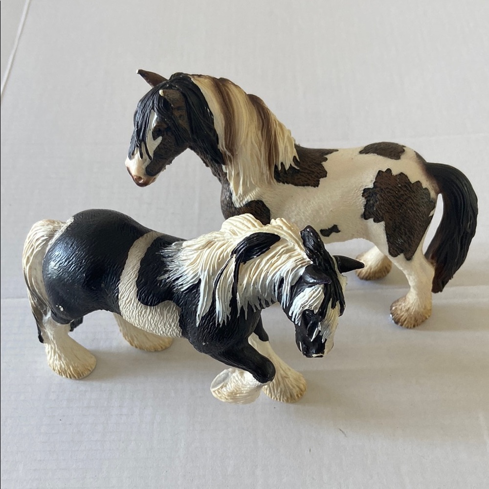 Schleich Tinker Stallion and Mare Brown White Clydesdale Gypsy Draft Horses
